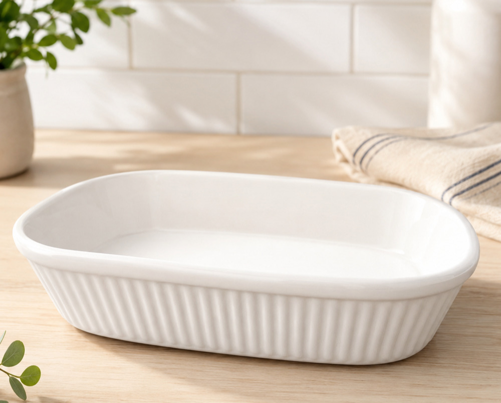 Dansk Rondure Rice Rectangular Baker 12" White Stoneware Portugal Scandinavian